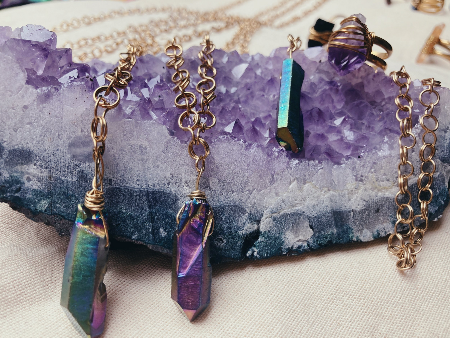 Aura Quartz Fairy Chains
